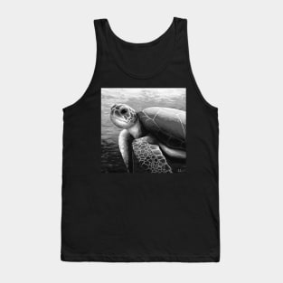 Sepia swimming sea turtle art Tank Top